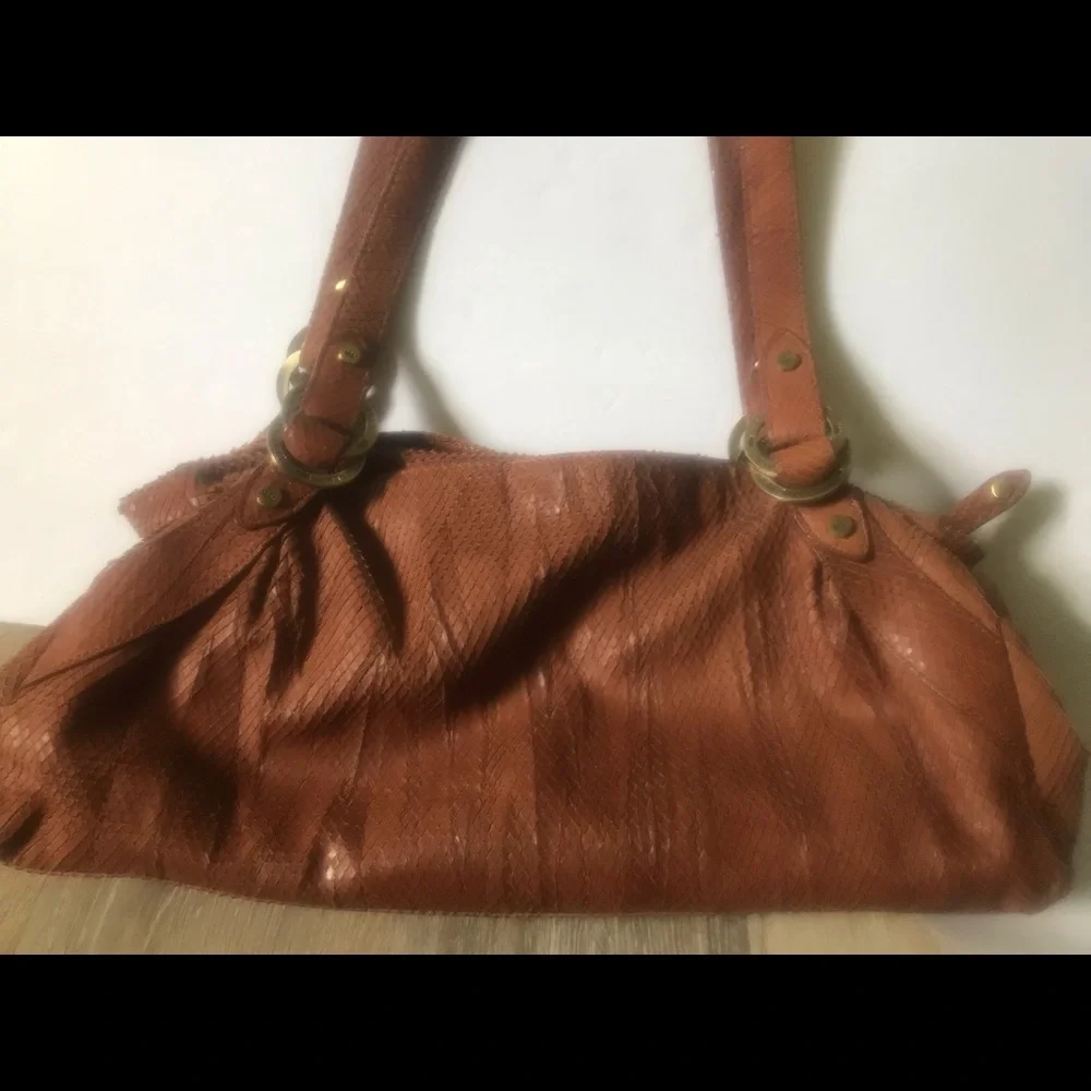 ELAINE TURNER snakeskin brown purse